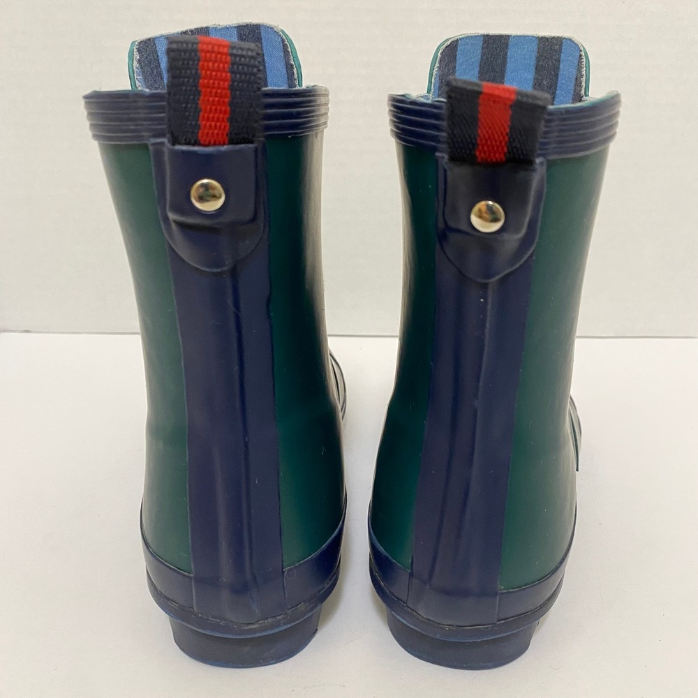 Tommy Hilfiger Gorpcore Rain Boots Women Size 7 Green Navy Lace Up Waterproof - Picture 6 of 7